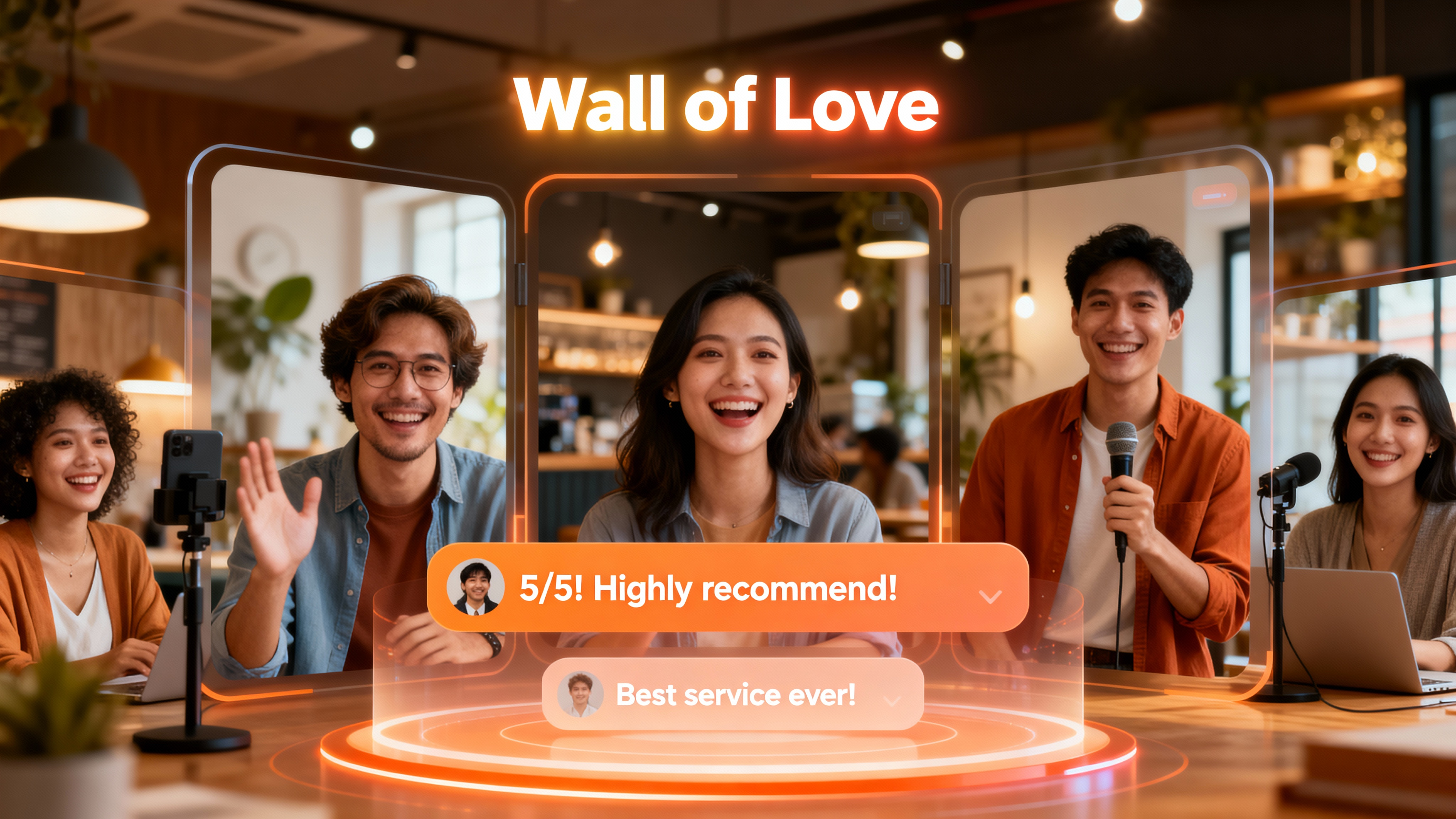 Wall of Love – happy customers leaving video reviews