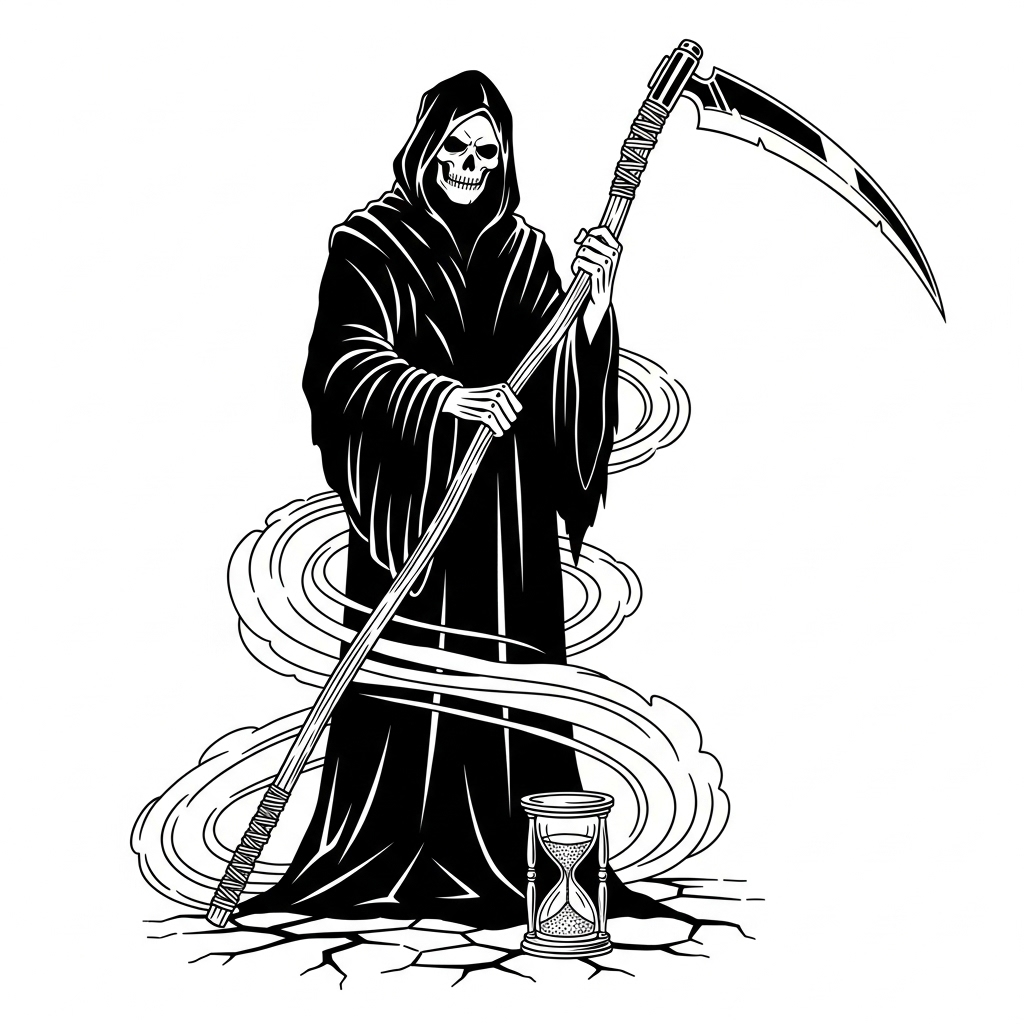 Grim Reaper Stencil Tattoo: Embodying Life's Time
