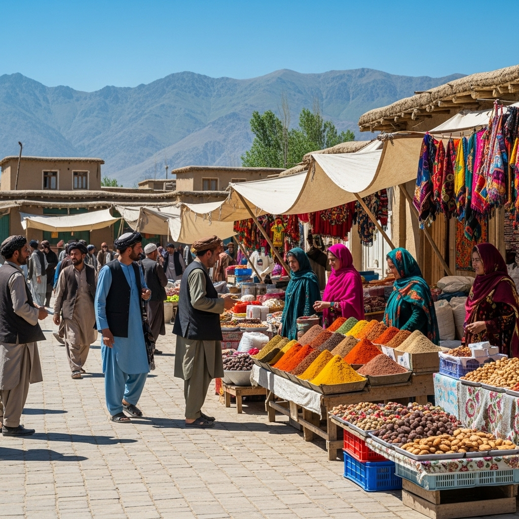 Afghanistan Open Air Bazaar: Vibrant Scene of Joyful Activity Afghanistan Open Air Bazaar: Vibrant Scene of Joyful Activity