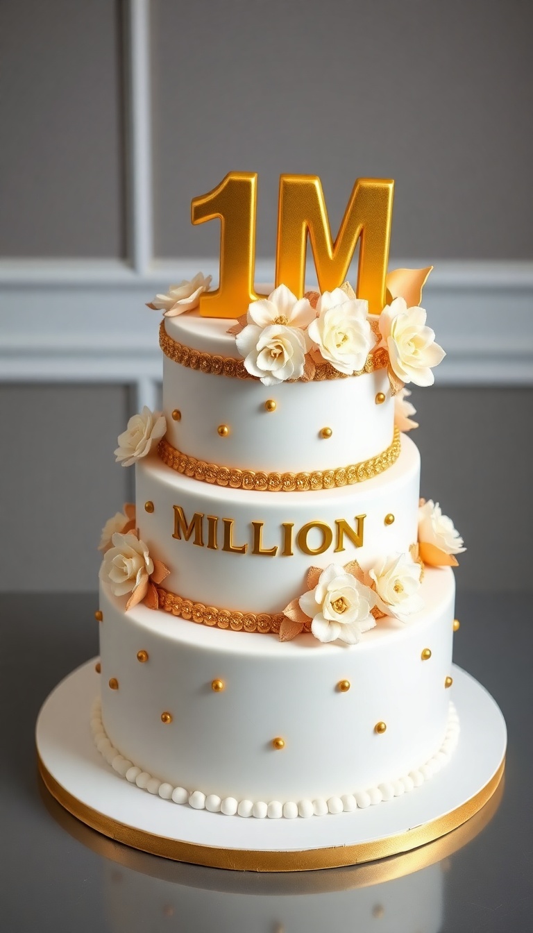 Luxurious 1M Instagram Followers Celebration Cake