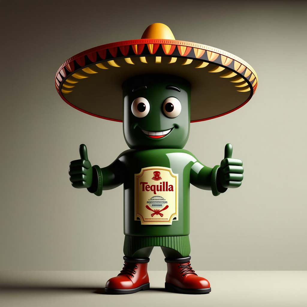 Fun Tequila Bottle Mascot in Fallout Style