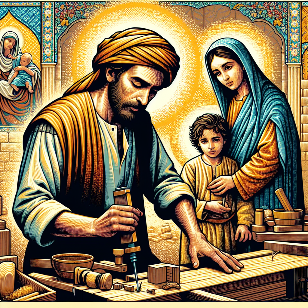 Saint Joseph at Work: A Serene Family Scene Saint Joseph at Work: A Serene Family Scene