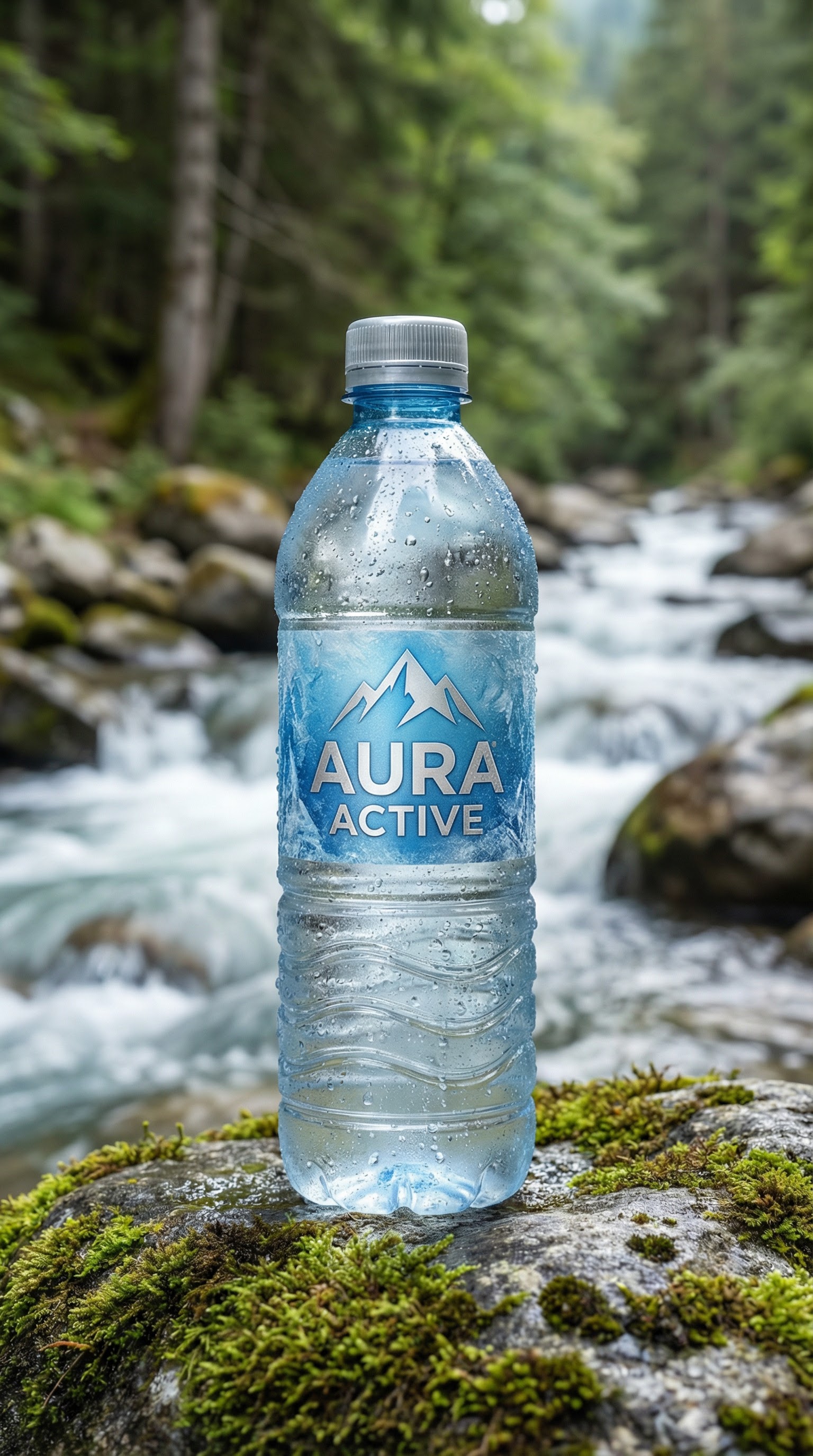 Aura Active water bottle product photo used as input for the AI workflow